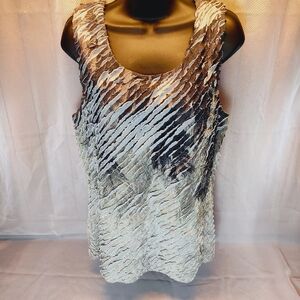 Coldwater Creek Tank Top Womens M 10-12 Black Grey Ombre Sleeveless Feather